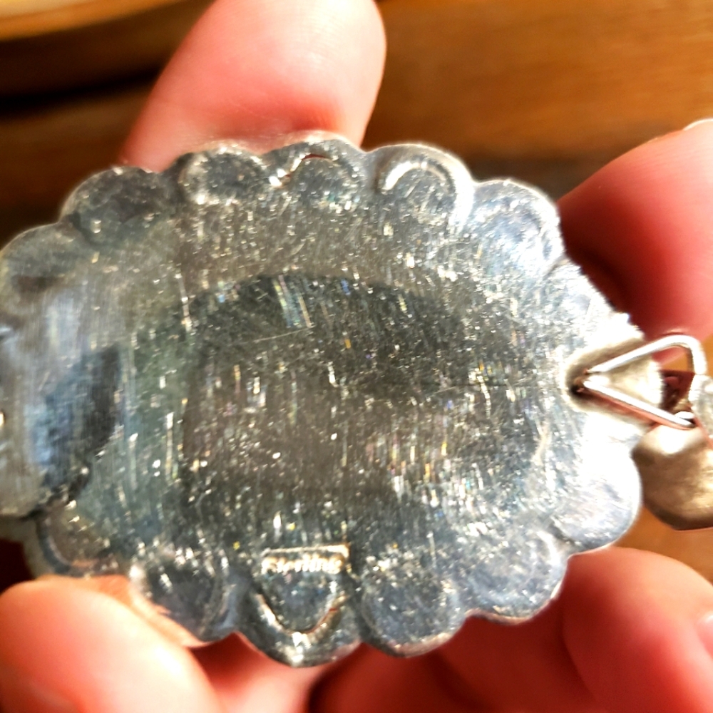 Vintage Sterling Silver Coral Pendant - Picture 7 of 9